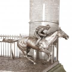  Mappin Webb Silver and onyx horse racing sculpture by Mappin and Webb - 3457312