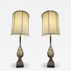  Marbro Lamp Company ITALIAN MID CENTURY PAIR OF PIERROTS PLAYING MANDOLIN GUITAR CERAMIC LAMPS - 4395592