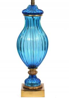  Marbro Lamp Company Large Pair of Vintage Blue Murano Glass Lamps Marbro - 2929069