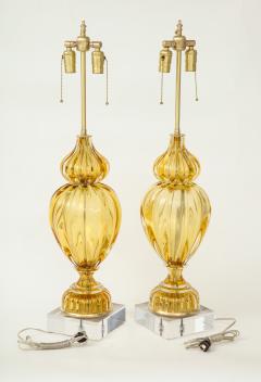  Marbro Lamp Company Marbro Amber Murano Glass Lamps - 905688