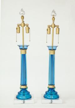  Marbro Lamp Company Marbro Carribean Blue Murano Glass Lamps - 905770