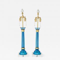  Marbro Lamp Company Marbro Carribean Blue Murano Glass Lamps - 907626