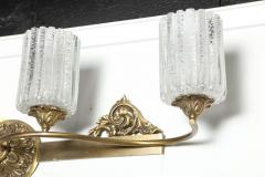  Marbro Lamp Company Marbro Murano Co Four Shade Wall Lamp in Brass Bronze Salted Murano Glass - 1676795