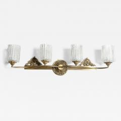  Marbro Lamp Company Marbro Murano Co Four Shade Wall Lamp in Brass Bronze Salted Murano Glass - 2472675