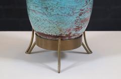  Marbro Lamp Company Mid Century Glazed Ceramic w Brass Tripod Base Table Lamp by Marbro - 3993057