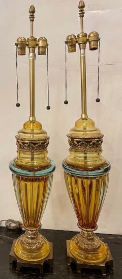  Marbro Lamp Company Mid Century Modern Marbro Murano Italian Art Glass Table Lamps a Pair - 1963195