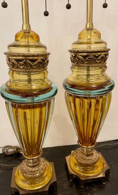  Marbro Lamp Company Mid Century Modern Marbro Murano Italian Art Glass Table Lamps a Pair - 1963204