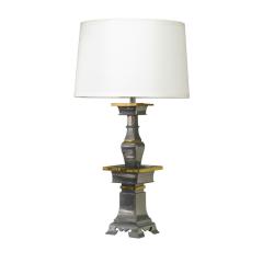  Marbro Lamp Company Pair Of Sculptural Table Lamps In Pewter And Brass 1960s - 1464210