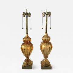  Marbro Lamp Company Pair of Amber Murano Glass Lamps - 532398