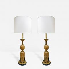  Marbro Lamp Company Pair of Impressive Egyptian Style Brass Table Lamps 1960s - 438985