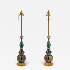  Marbro Lamp Company Pair of Marbro Mid Century American Glass Iridescent Table Lamps - 4178466