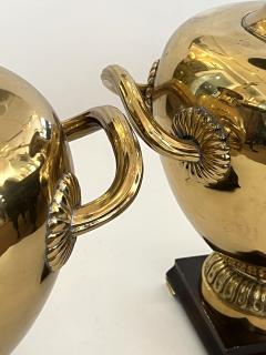  Marbro Lamp Company Striking Pair Hollywood Regency Marbro Polished Brass Hydria Lamps - 4696829