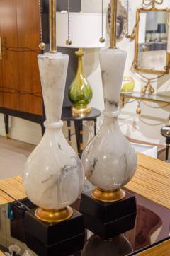  Marbro Lamp Company Substantial Alabaster Giltwood and Lacquer Table Lamps - 3147725