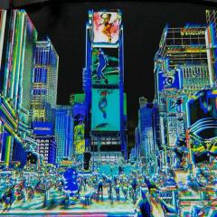  Marc VanDermeer Urban Expressionist Digital Photography on Plexiglass Titled Night On Broadway  - 2873689