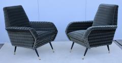  Marco Zanuso Style 1950s Mid Century Modern Italian Lounge Chairs With Donghia Mohair Upholstery - 3605634