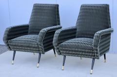  Marco Zanuso Style 1950s Mid Century Modern Italian Lounge Chairs With Donghia Mohair Upholstery - 3605635