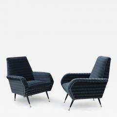  Marco Zanuso Style 1950s Mid Century Modern Italian Lounge Chairs With Donghia Mohair Upholstery - 3611118