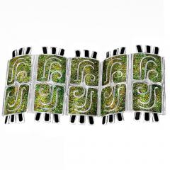  Margot de Taxco Margot de Taxco Rare Wide Enamel Sterling Bracelet - 4131741