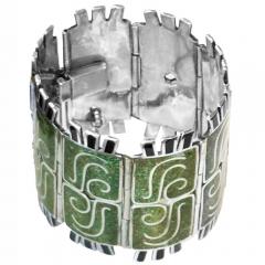  Margot de Taxco Margot de Taxco Rare Wide Enamel Sterling Bracelet - 4131743
