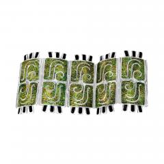  Margot de Taxco Margot de Taxco Rare Wide Enamel Sterling Bracelet - 4131753