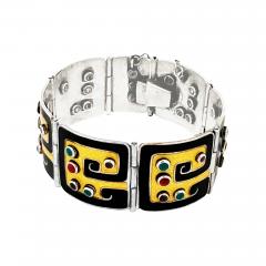  Margot de Taxco Rare Margot de TaxcoArt Deco Enamel Bracelet with Stones - 3940292