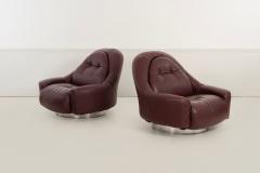  Mariani Guido Faleschini for Mariani Zator Lounge Chairs Ottomans Oxblood Leather 1975 - 4528902