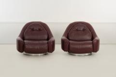 Mariani Guido Faleschini for Mariani Zator Lounge Chairs Ottomans Oxblood Leather 1975 - 4528904