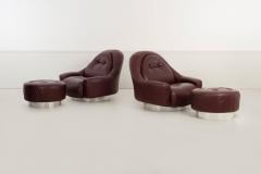  Mariani Guido Faleschini for Mariani Zator Lounge Chairs Ottomans Oxblood Leather 1975 - 4528905