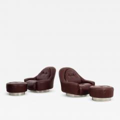 Mariani Guido Faleschini for Mariani Zator Lounge Chairs Ottomans Oxblood Leather 1975 - 4528966