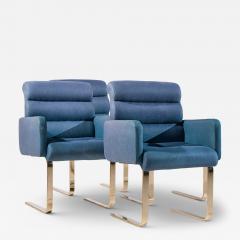  Mariani Lugano Frank Mariani Lugano Mid Century Brass Cantilever Dining Chairs Set of 4 - 4475431