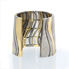  Marina B MARINA B 18K YELLOW GOLD HEMATITE LARGE CUFF BANGLE BRACELET - 2713226