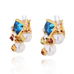  Marina B MARINA B 18K YELLOW GOLD PEARL MULTICOLOR TOPAZ GEMMY EARRINGS - 2494374