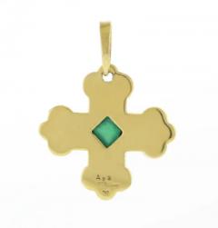  Marina B MARINA B 18KT YELLOW GOLD LAZARUS CROSS PENDANT WITH CHRYSOPRASE - 3227307