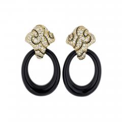  Marina B MARINA B DIAMOND 18K YELLOW GOLD BLACK ONYX DOOR KNOCKER EARRINGS - 1745358