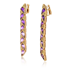  Marina B Marina B 18K Yellow Gold Pyramide Amethyst Earrings - 3992097