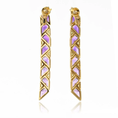  Marina B Marina B 18K Yellow Gold Pyramide Amethyst Earrings - 3992099