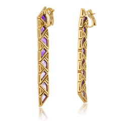  Marina B Marina B 18K Yellow Gold Pyramide Amethyst Earrings - 3992100