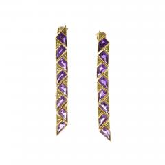  Marina B Marina B 18K Yellow Gold Pyramide Amethyst Earrings - 3993472