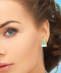  Marina B Marina B 18kt Gold and Steel Green Amethyst Earrings - 4148236