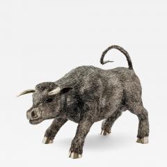  Mario Buccellati A Powerful Buccellati Sterling Silver Furry Model of a Bull - 4583634