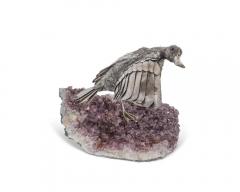  Mario Buccellati An Elegant Mario Buccellati Sterling Silver Duck Perched on an Amethyst Base - 3910449