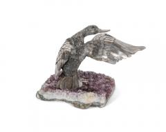  Mario Buccellati An Elegant Mario Buccellati Sterling Silver Duck Perched on an Amethyst Base - 3910451