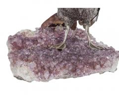  Mario Buccellati An Elegant Mario Buccellati Sterling Silver Duck Perched on an Amethyst Base - 3910454