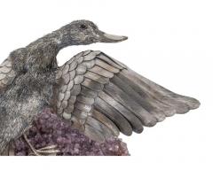  Mario Buccellati An Elegant Mario Buccellati Sterling Silver Duck Perched on an Amethyst Base - 3910455