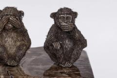  Mario Buccellati Rare Buccellati Italy Silver Sculpture of the Three Wise Monkeys - 4315184
