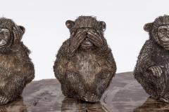  Mario Buccellati Rare Buccellati Italy Silver Sculpture of the Three Wise Monkeys - 4315188