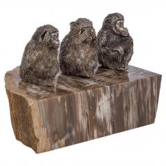  Mario Buccellati Rare Buccellati Italy Silver Sculpture of the Three Wise Monkeys - 4315189