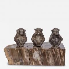  Mario Buccellati Rare Buccellati Italy Silver Sculpture of the Three Wise Monkeys - 4319689