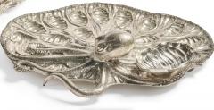  Mario Buccellati Rare Pair of Mario Buccellati Italian Silver Marine Themed Oyster Platters - 4702255