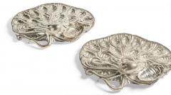  Mario Buccellati Rare Pair of Mario Buccellati Italian Silver Marine Themed Oyster Platters - 4702257